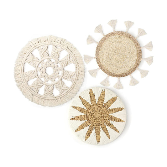 Boho Wall Basket Decor / 12 Inch / Set of 3