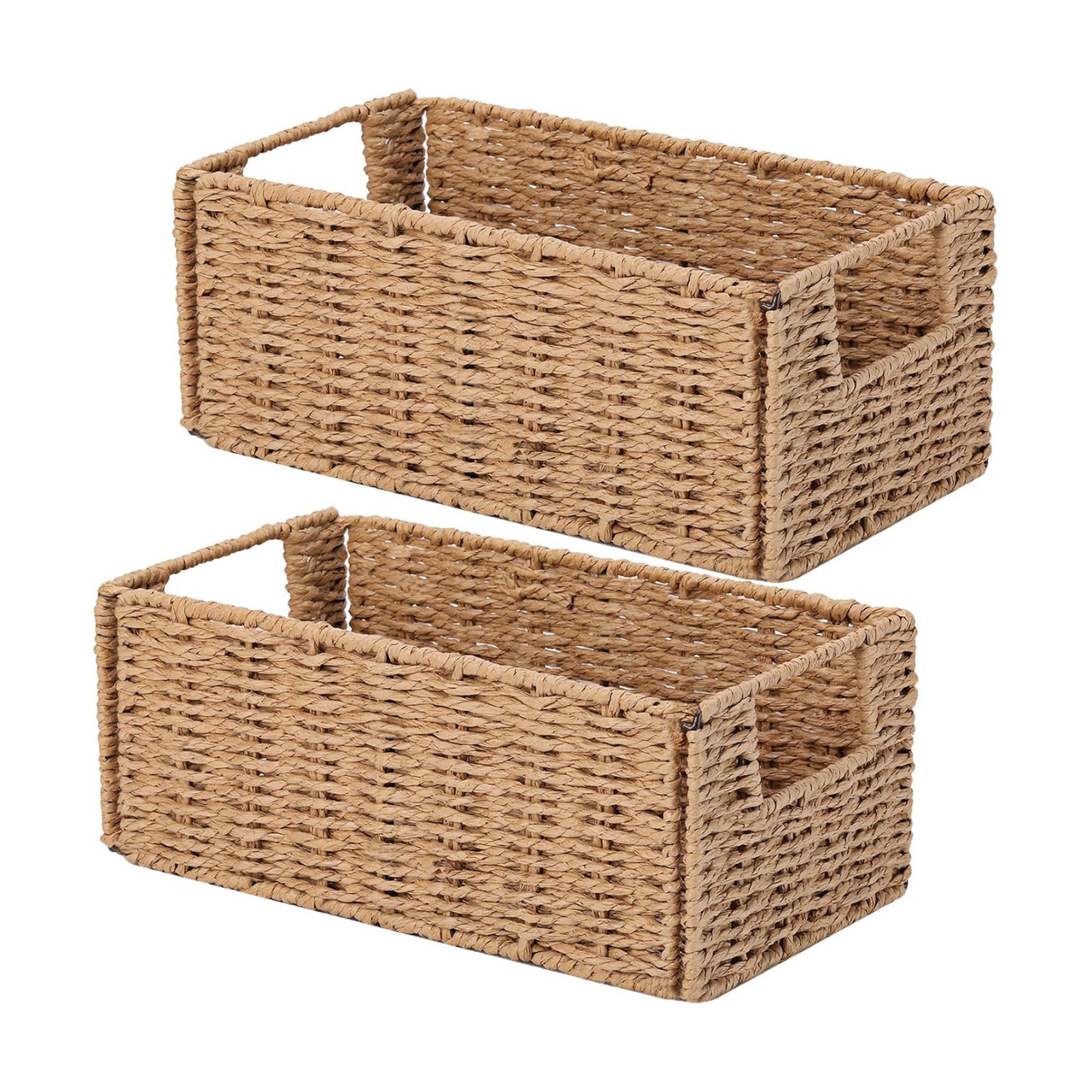 Wicker Storage Basket / Natural / 11.2"D x 6.1"W x 4.8"H / Set of 2