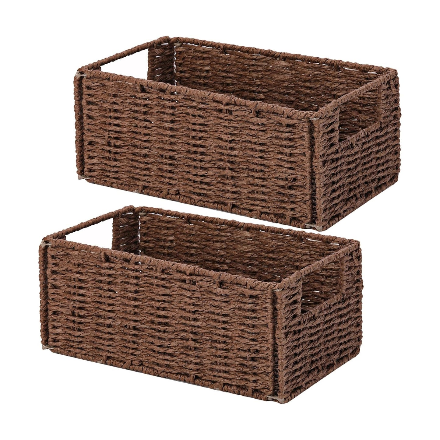 Wicker Storage Basket / Brown / 11.2"D x 6.1"W x 4.8"H / Set of 2
