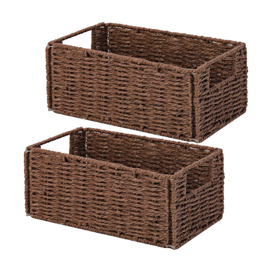Wicker Storage Basket / Brown / 11.2"D x 6.1"W x 4.8"H / Set of 2