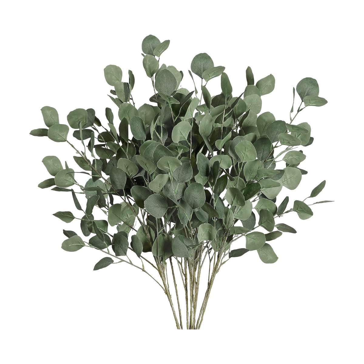 Sggvecsy 6 Pcs Eucalyptus Leaves Artificial Eucalyptus Stems Long Silver Dollar Leaves Faux Leaf Branches Fake Silk Eucalyptus for Spring Summer Home Festival Thanksgiving Christmas Decor (Green)