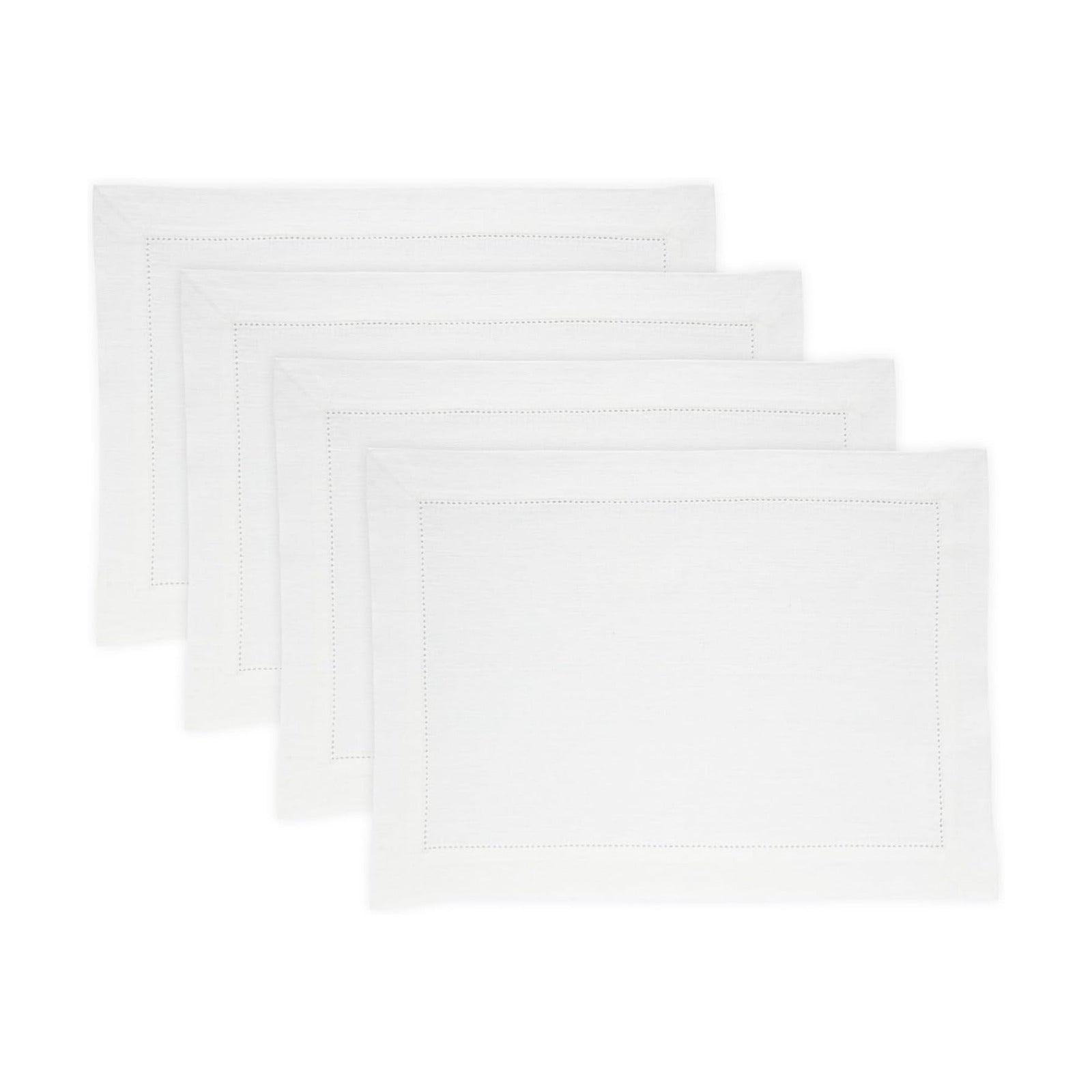 Solino Home 100% Linen Placemats White, Medium Weight 14 x 19 in, Set of 4 | Place Mats individual place settings for