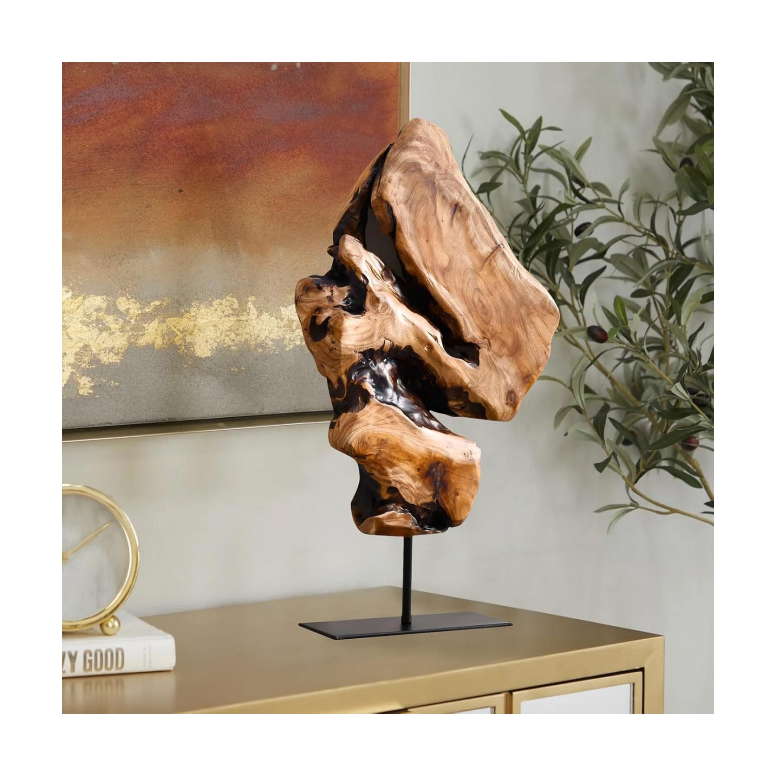 Irregular Cedar Wood Sculpture 8.75" W x 1.75" D x 17.75" H Edge Tabletop Statues / Large / Natural