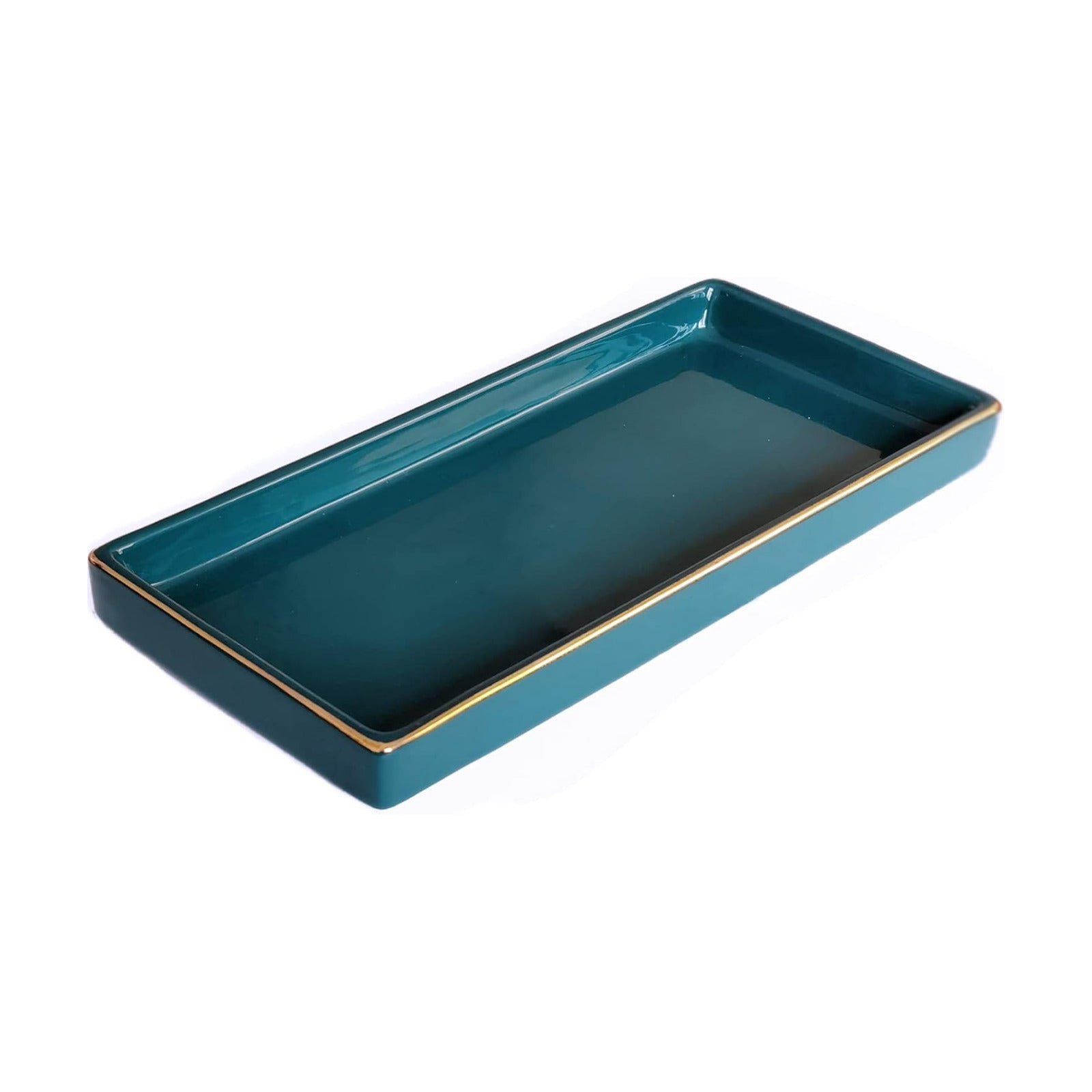 Ceramic Bathroom Tray for Countertop / Green / 10 x 5