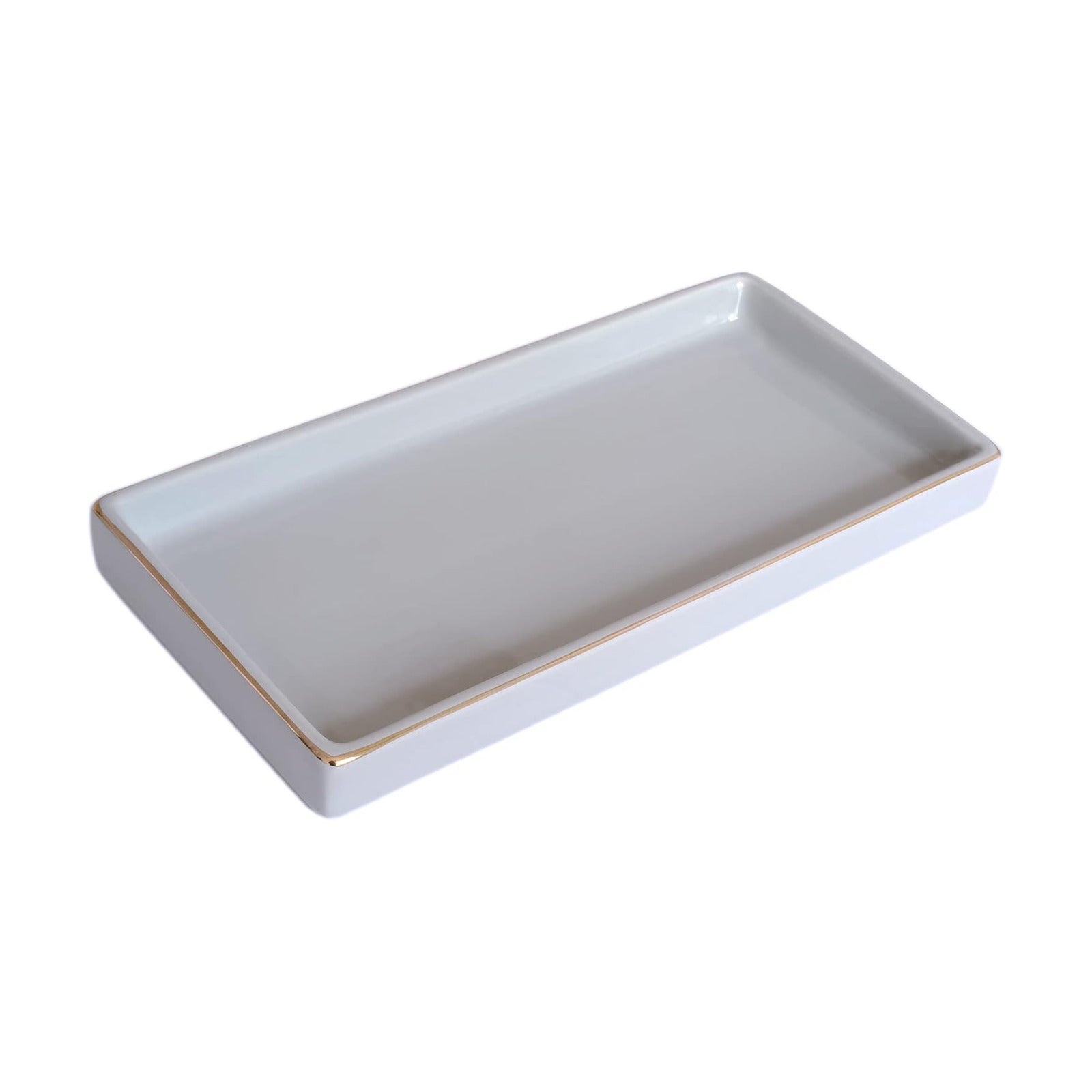 Ceramic Bathroom Tray for Countertop / Gray / 10 x 5