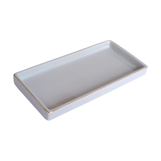 Ceramic Bathroom Tray for Countertop / Gray / 10 x 5