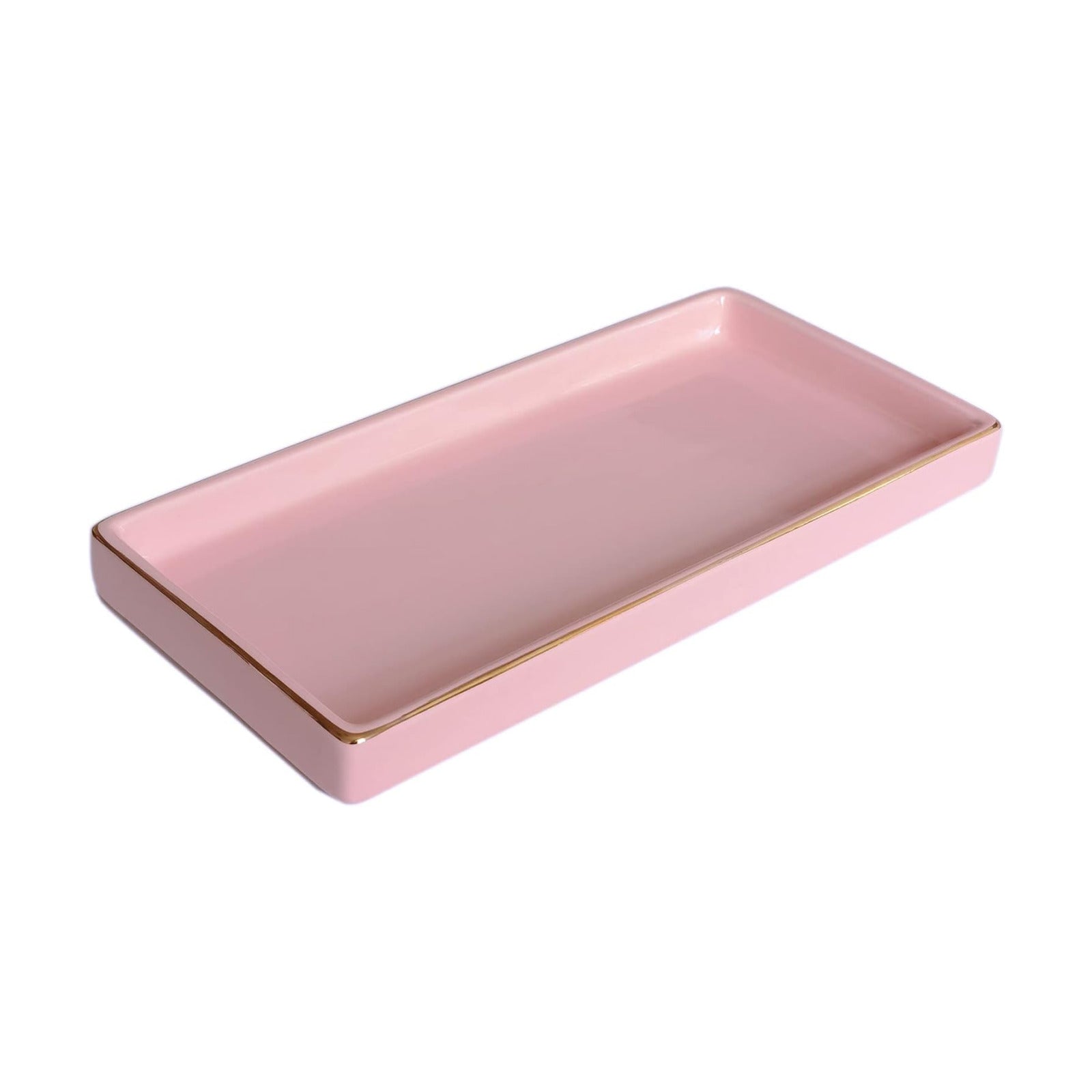 Ceramic Bathroom Tray for Countertop / Pink / 10 x 5