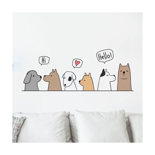 Dogs 'Say Hi' Cartoon Wall Decals / 11.8 Inch