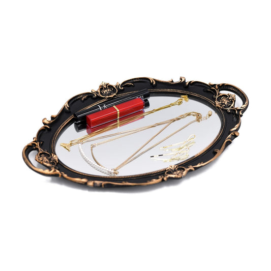 Vintage Decorative Mirror Tray / Vintage Gold / 14.5 x 10