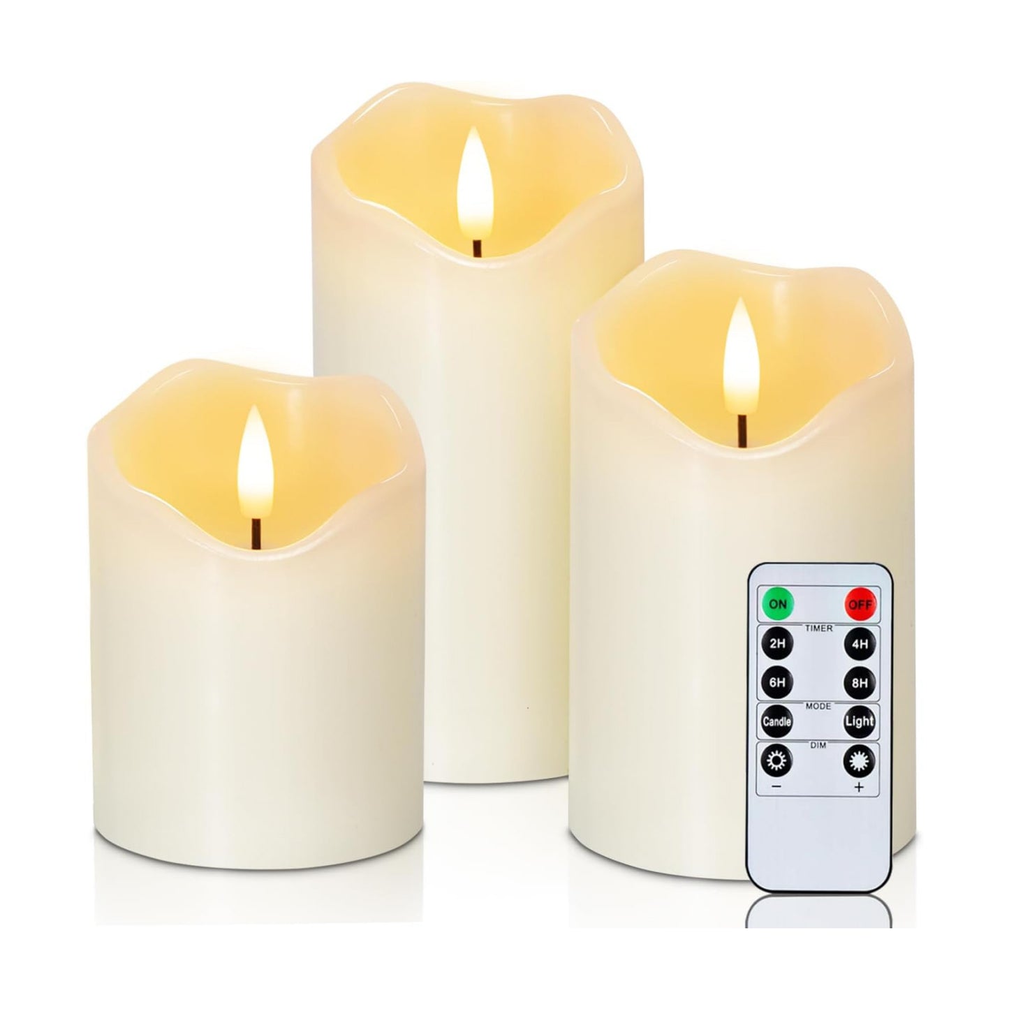 Homemory Flickering Flameless Candles, Realistic LED Candles with Remote and Timer, Real Wax Battery Operated Candles