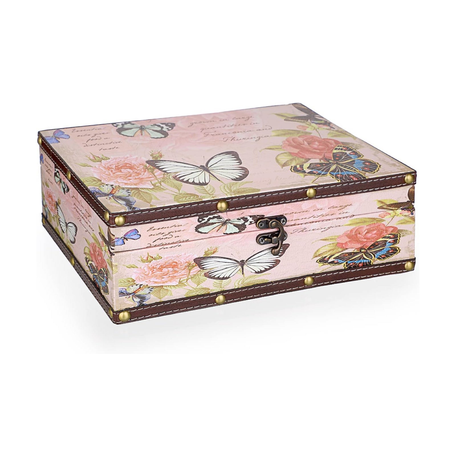Wooden + PU Leather Storage Decorative Box for Jewelry Trinkets Photos / Butterfly Pattern
