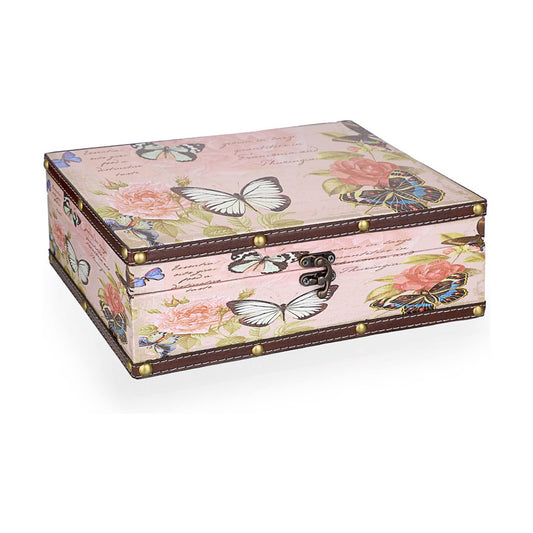 Wooden + PU Leather Storage Decorative Box for Jewelry Trinkets Photos / Butterfly Pattern