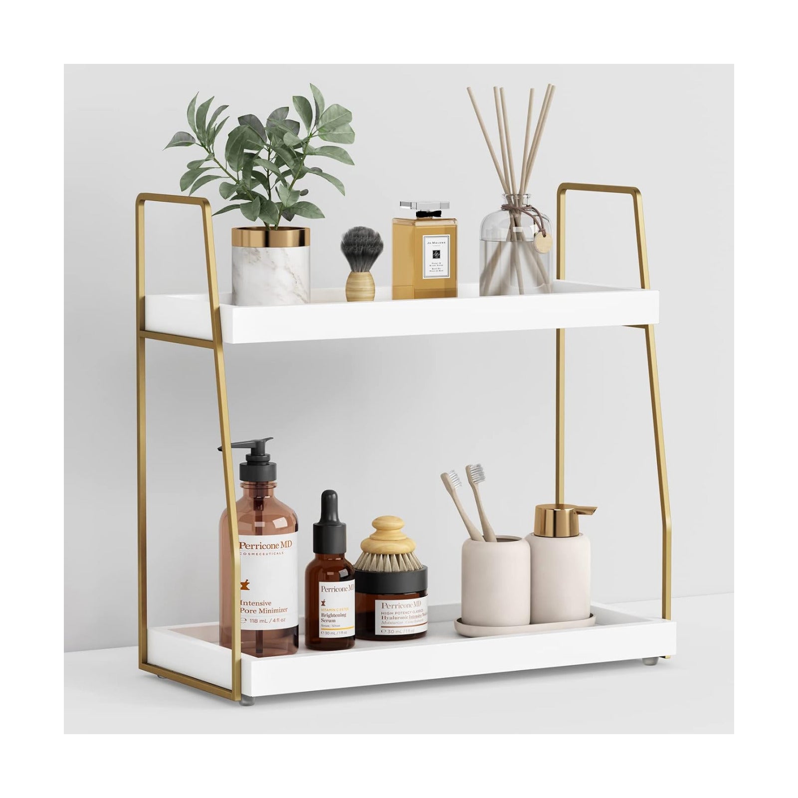 Counter Organizer / Bathroom Organizer Countertop / White-gold