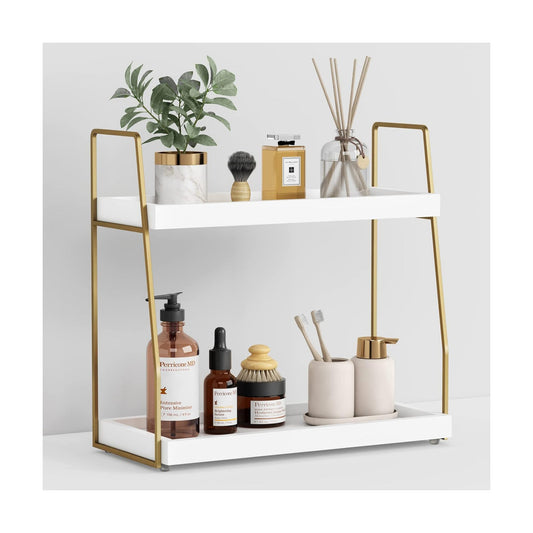 Counter Organizer / Bathroom Organizer Countertop / White-gold
