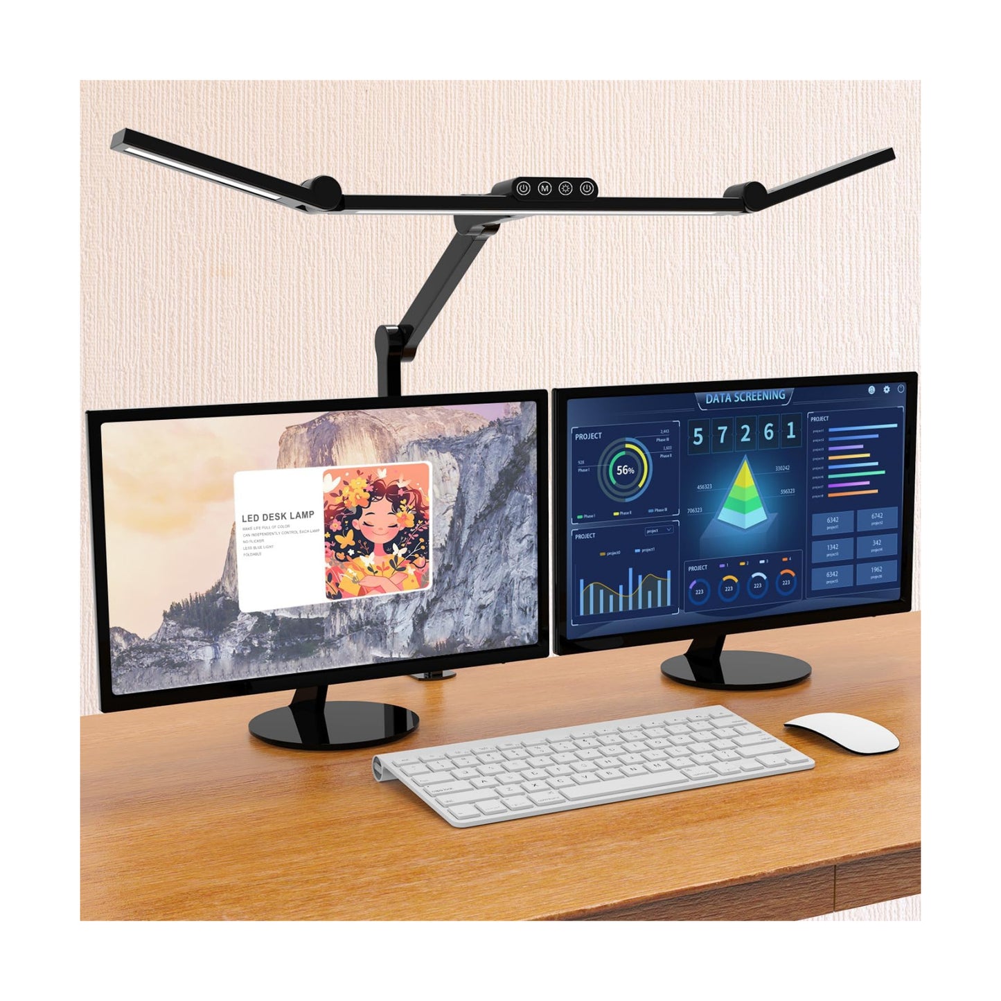 Led Desk Lamp with Clamp, Architect Desk Lamp for Home Office with Atmosphere Lighting, 24W Ultra Bright Auto Dimming