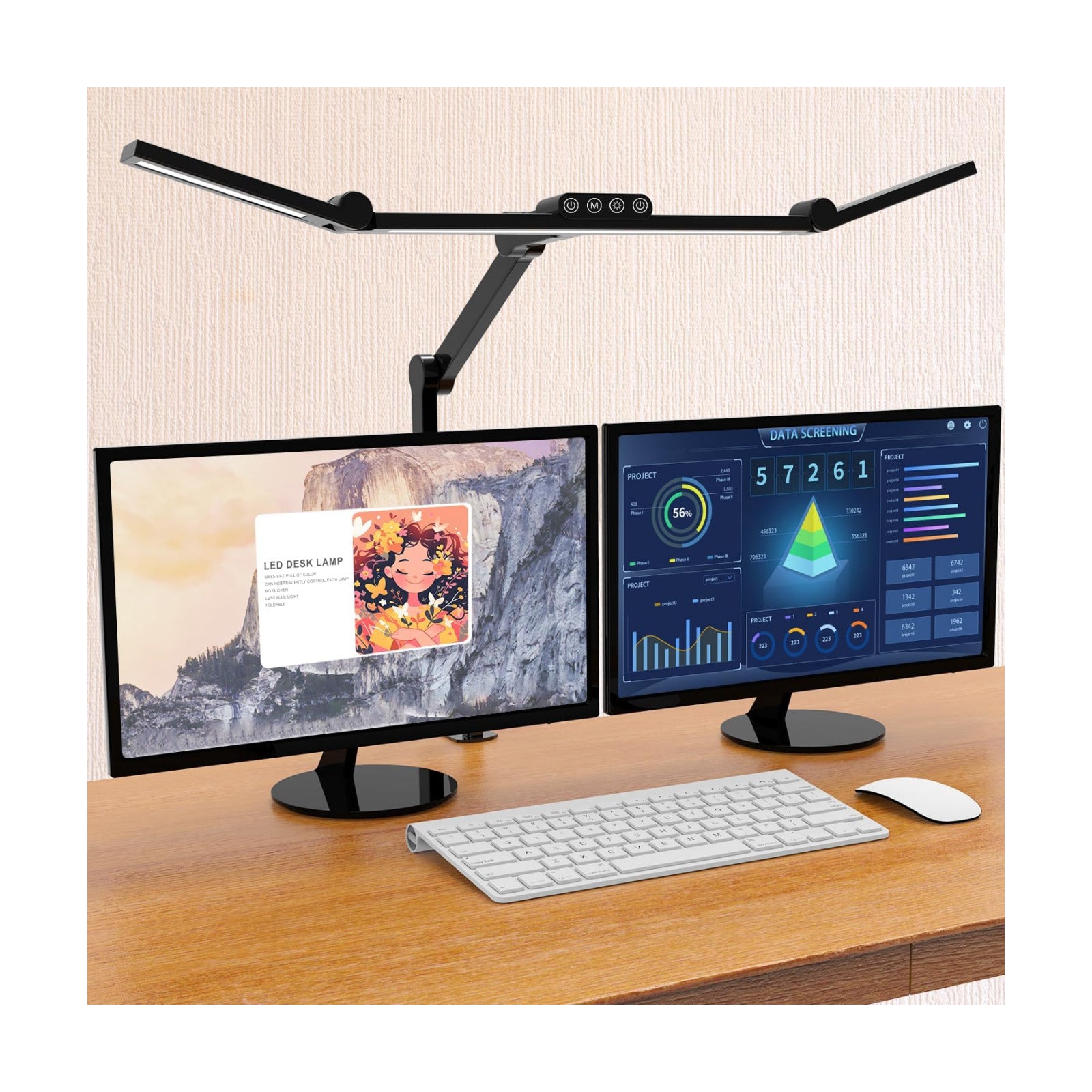 Led Desk Lamp with Clamp, Architect Desk Lamp for Home Office with Atmosphere Lighting, 24W Ultra Bright Auto Dimming