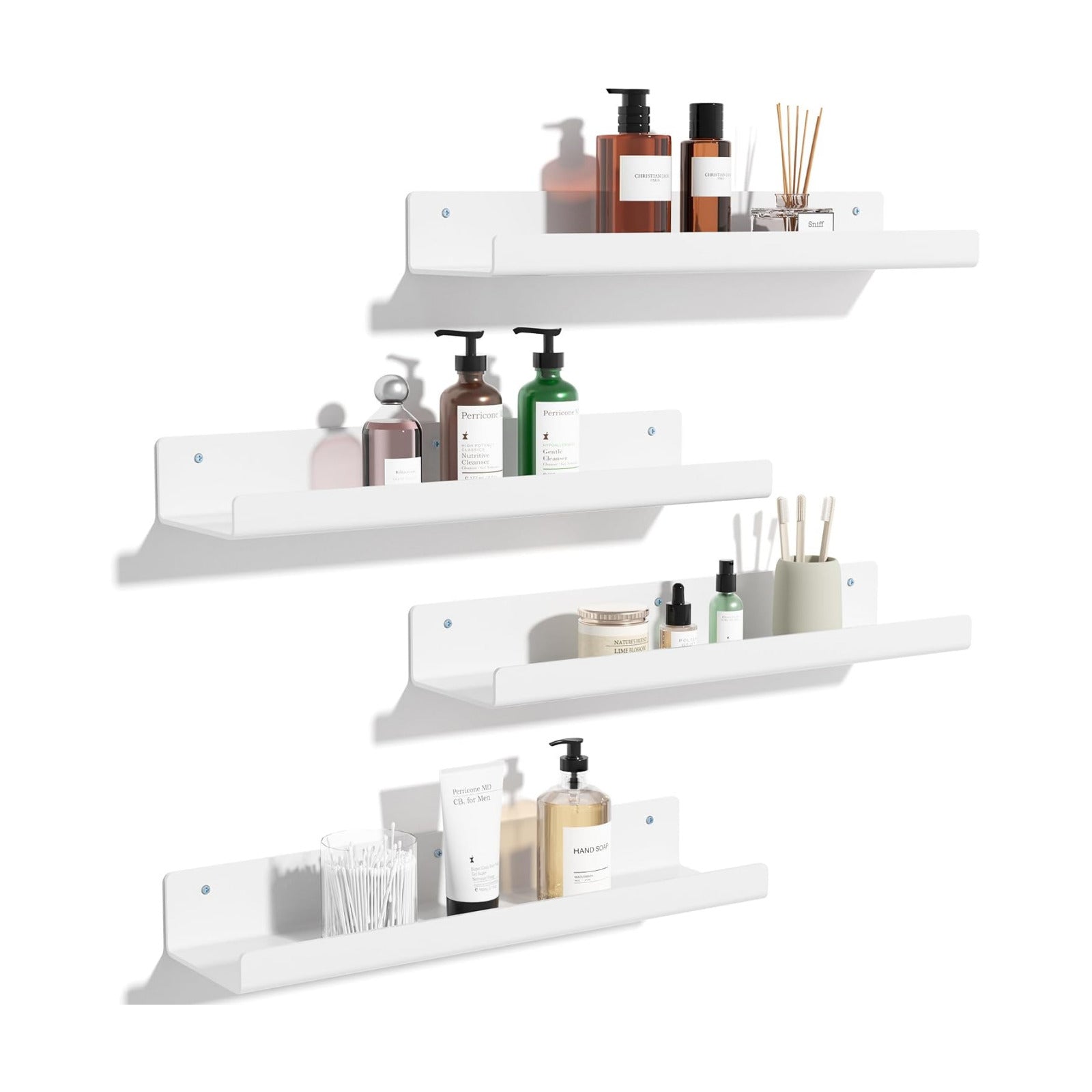 upsimples 4 Pcs 15" Acrylic Shelves for Wall Organize and Display, White