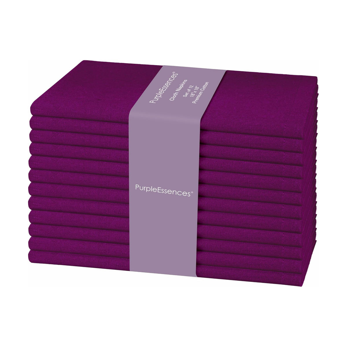 PurpleEssences Cloth Dinner Napkins 18x18 in Set of 12 - Purple