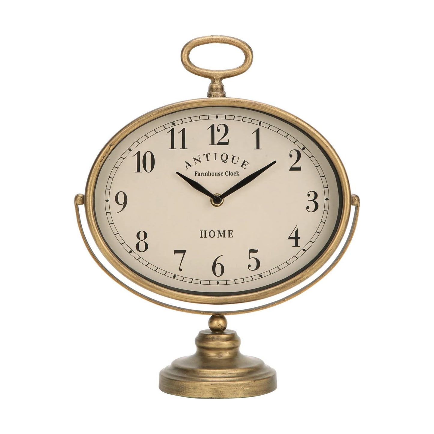 NIKKY HOME Mantel Clock, Gold Retro Tabletop Clocks Silent-Non-Ticking | 11-inch Large Desk Clock for Living Room