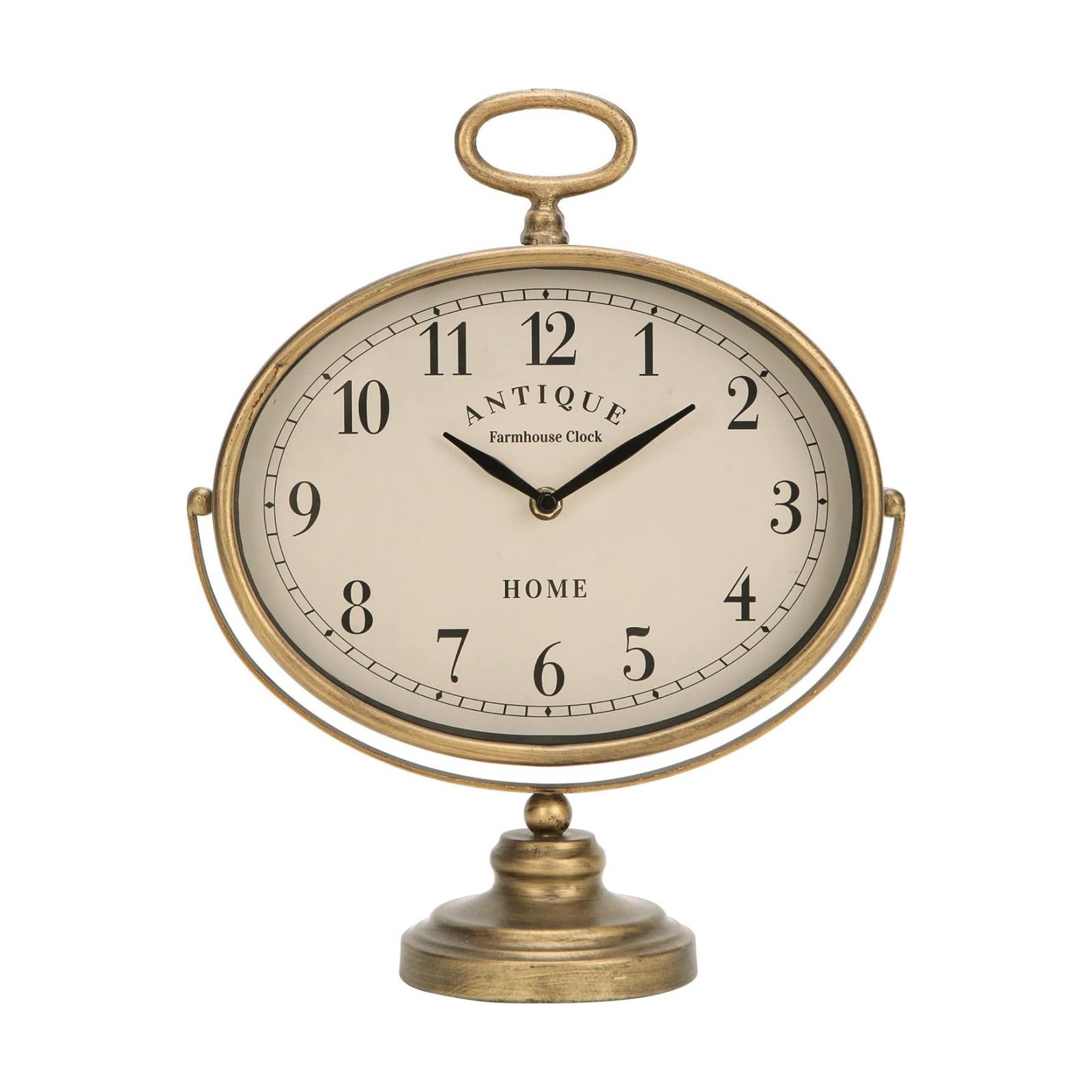 NIKKY HOME Mantel Clock, Gold Retro Tabletop Clocks Silent-Non-Ticking | 11-inch Large Desk Clock for Living Room