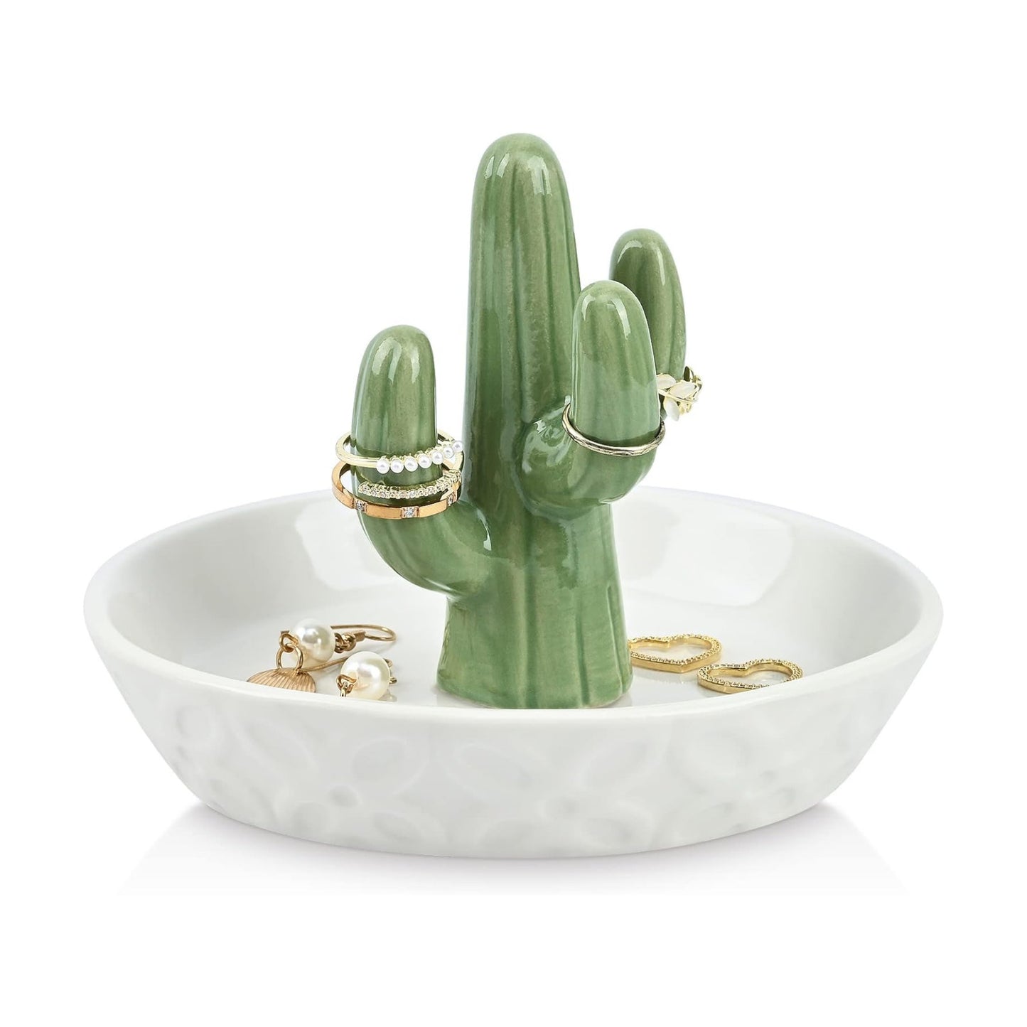 Ceramic Cactus Ring Holder Cactus Ring Dish for Jewelry Cactus Decor for Friend Sister Birthday