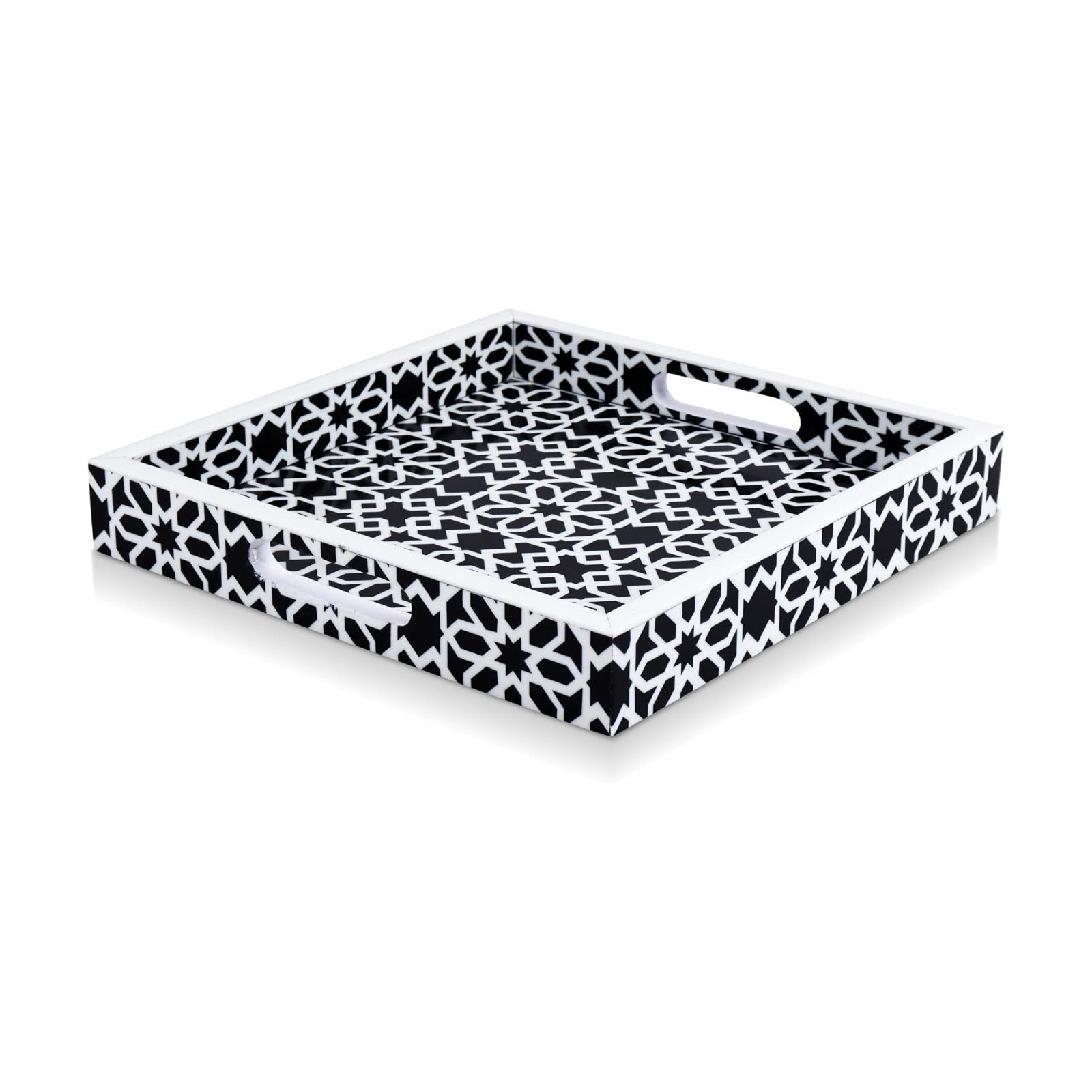 Ottoman Tray / Shiraz Pattern Square Serving Tray for Centerpiece / 12 x 12 x 2 / Shiraz Petit
