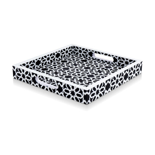 Ottoman Tray / Shiraz Pattern Square Serving Tray for Centerpiece / 12 x 12 x 2 / Shiraz Petit