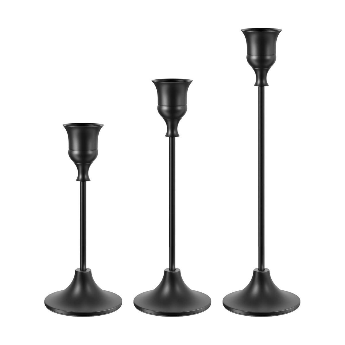 NLBTW Black Candlestick Holders, Metal Taper Candle Holder, Set of 3