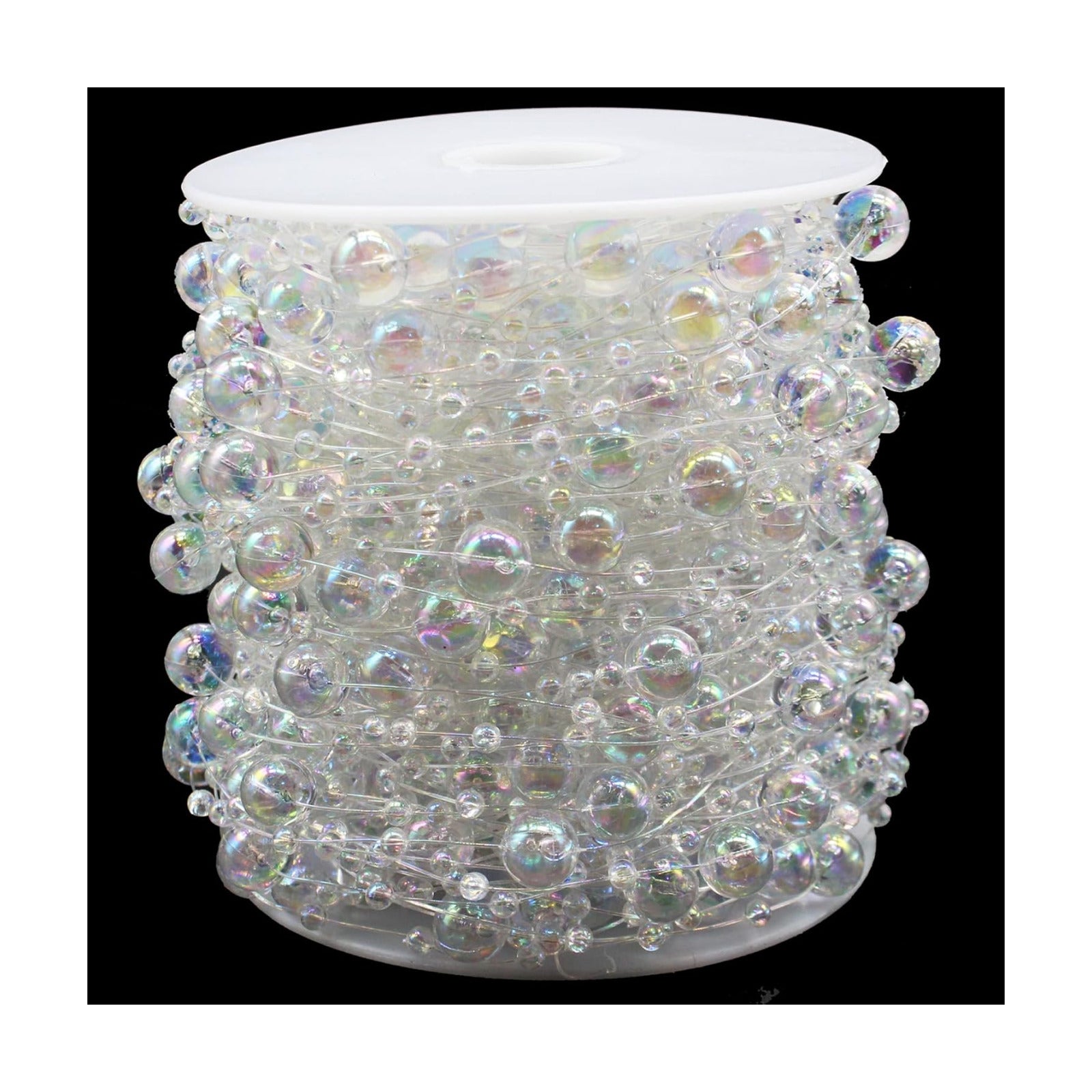 Christmas Tree Beaded Garland Strand 3-8mm Artificial Pearls String Beads / Ab Transparent Color