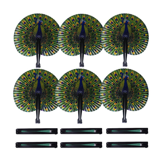 10 Pcs Peacock Paper Fans