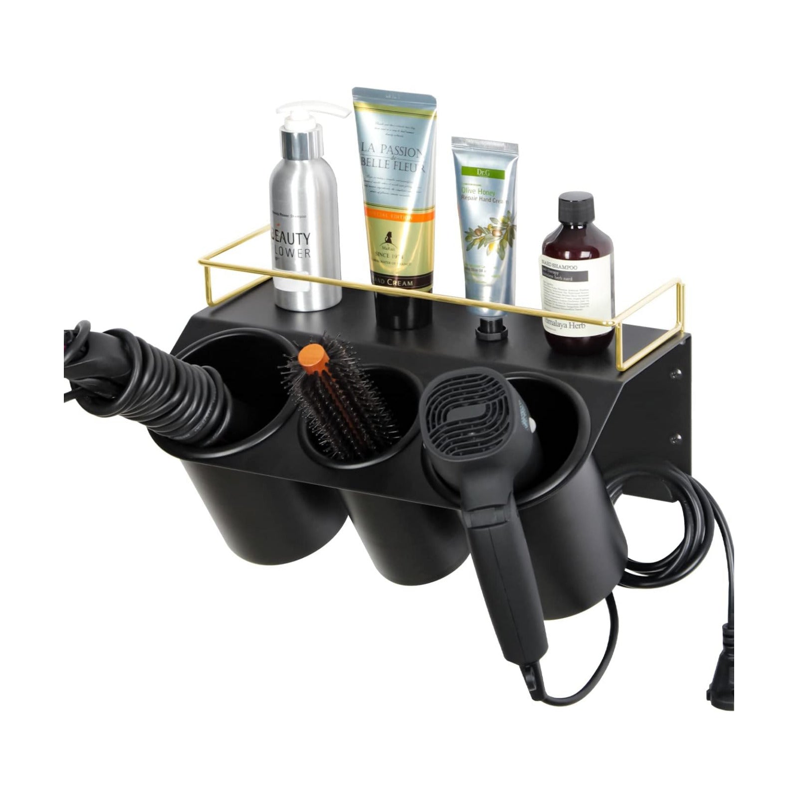 J JACKCUBE DESIGN Hair Dryer Holder Wall Mount Bathroom Vanity Hair Styling Care Tool Accessories 3 Cups Storage