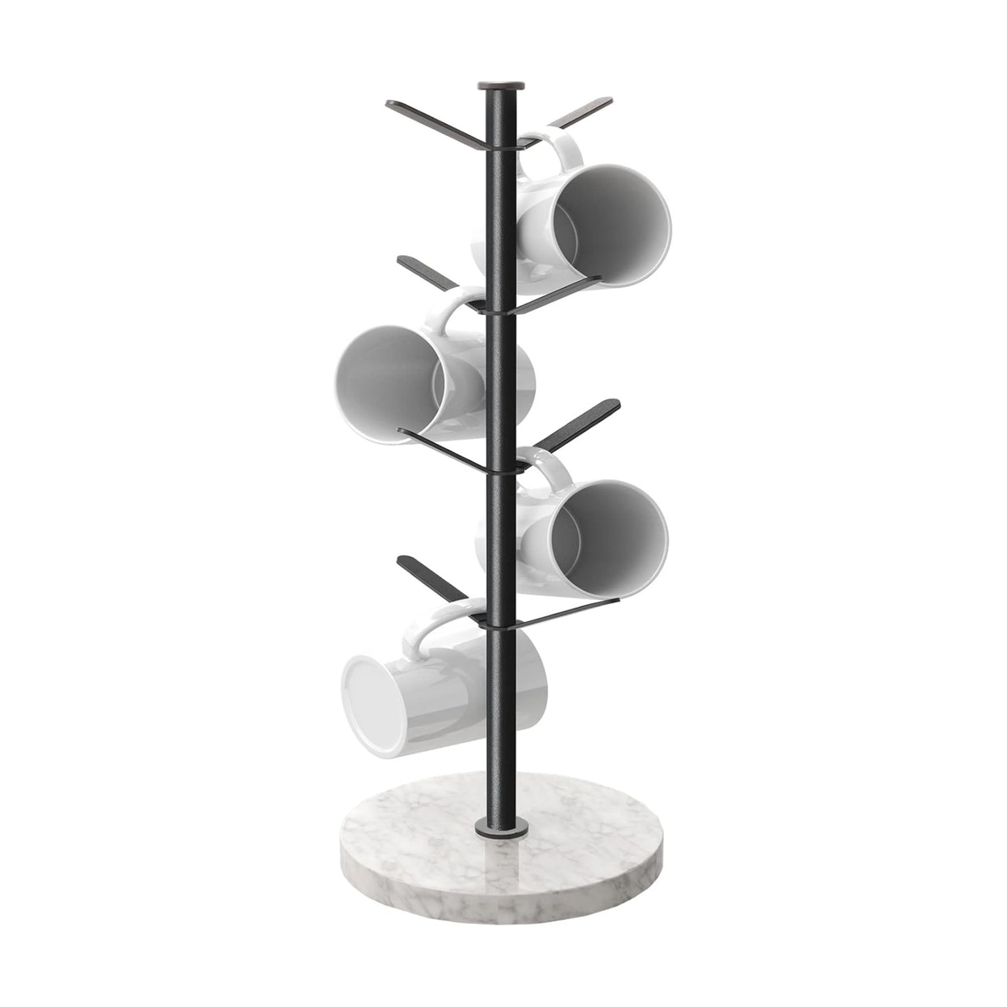 Gypie Marble Mug Holder Tree, 8 Hooks Small Coffee Cups Stand, Black | Mug Holder Stand, Small Mug Rack for Kitchen