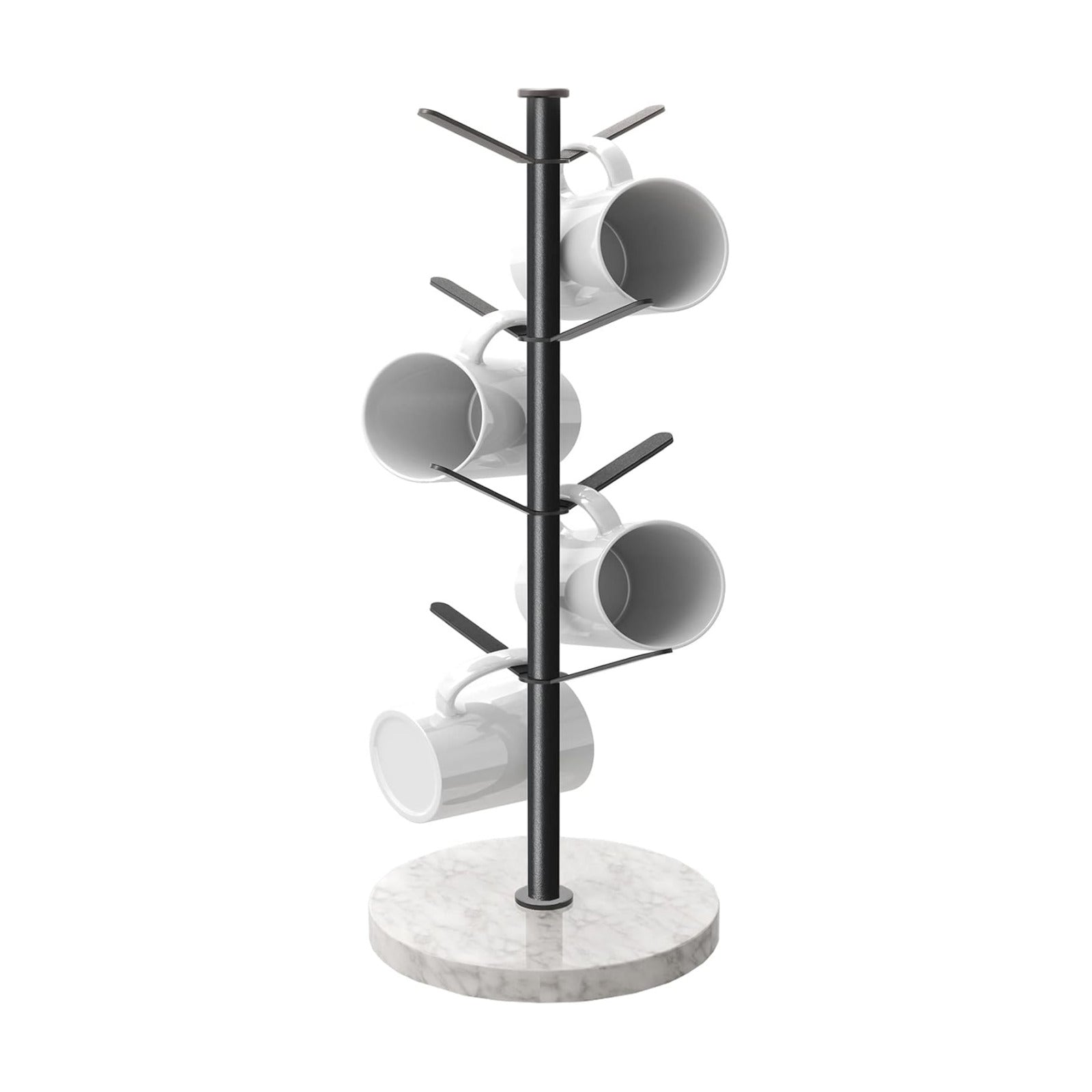 Gypie Marble Mug Holder Tree, 8 Hooks Small Coffee Cups Stand, Black | Mug Holder Stand, Small Mug Rack for Kitchen