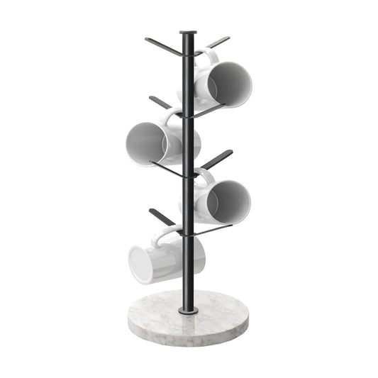Gypie Marble Mug Holder Tree, 8 Hooks Small Coffee Cups Stand, Black | Mug Holder Stand, Small Mug Rack for Kitchen