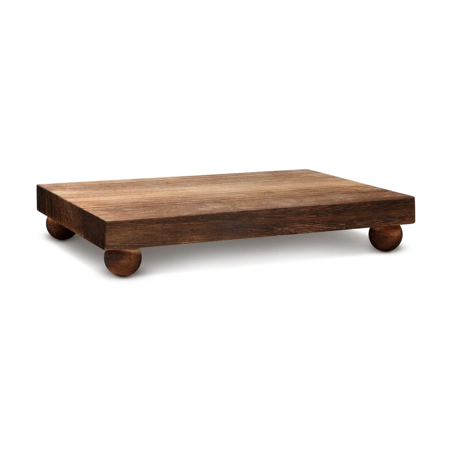 Wood Pedestal Stand Kitchen Soap Tray Farmhouse Wooden Riser Stand / 12 x 7 / Dark Brown