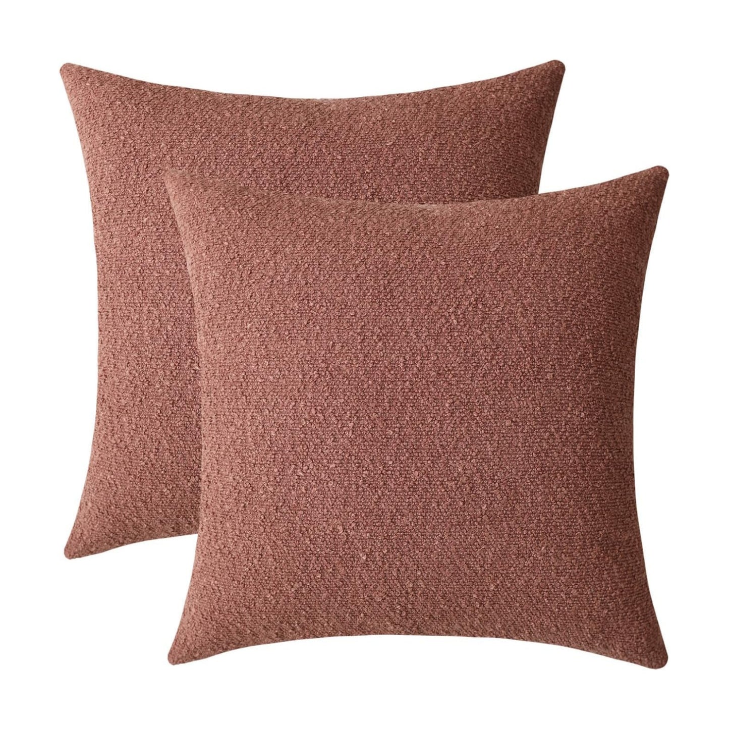 Decorative Square Thick Throw Pillow Covers Fine Textured Boucle / Dusty Rose / 18 x 18 / Set of 2