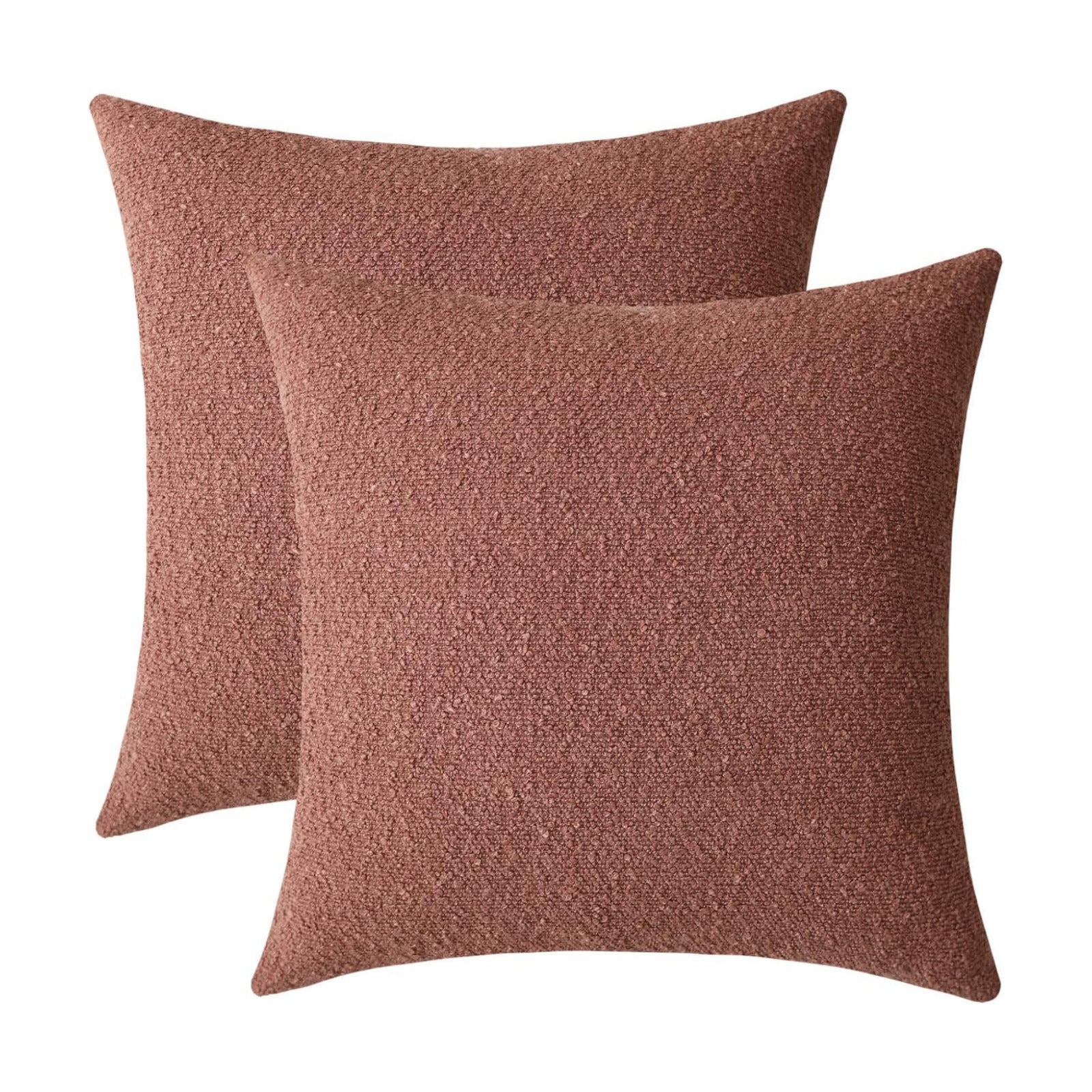 Decorative Square Thick Throw Pillow Covers Fine Textured Boucle / Dusty Rose / 18 x 18 / Set of 2