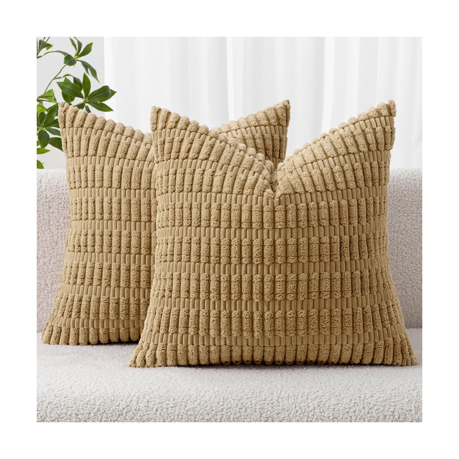 MIULEE Pack of 2 Corduroy Decorative Throw Pillow Covers 24x24 Inch Soft Boho Striped Pillow Covers Modern Farmhouse