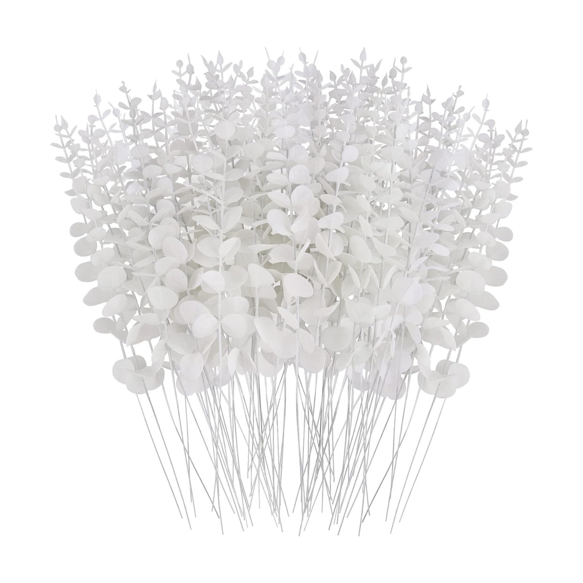 FEQO 72 Pcs White Artificial Eucalyptus Stems 15" Faux Eucalyptus Branches