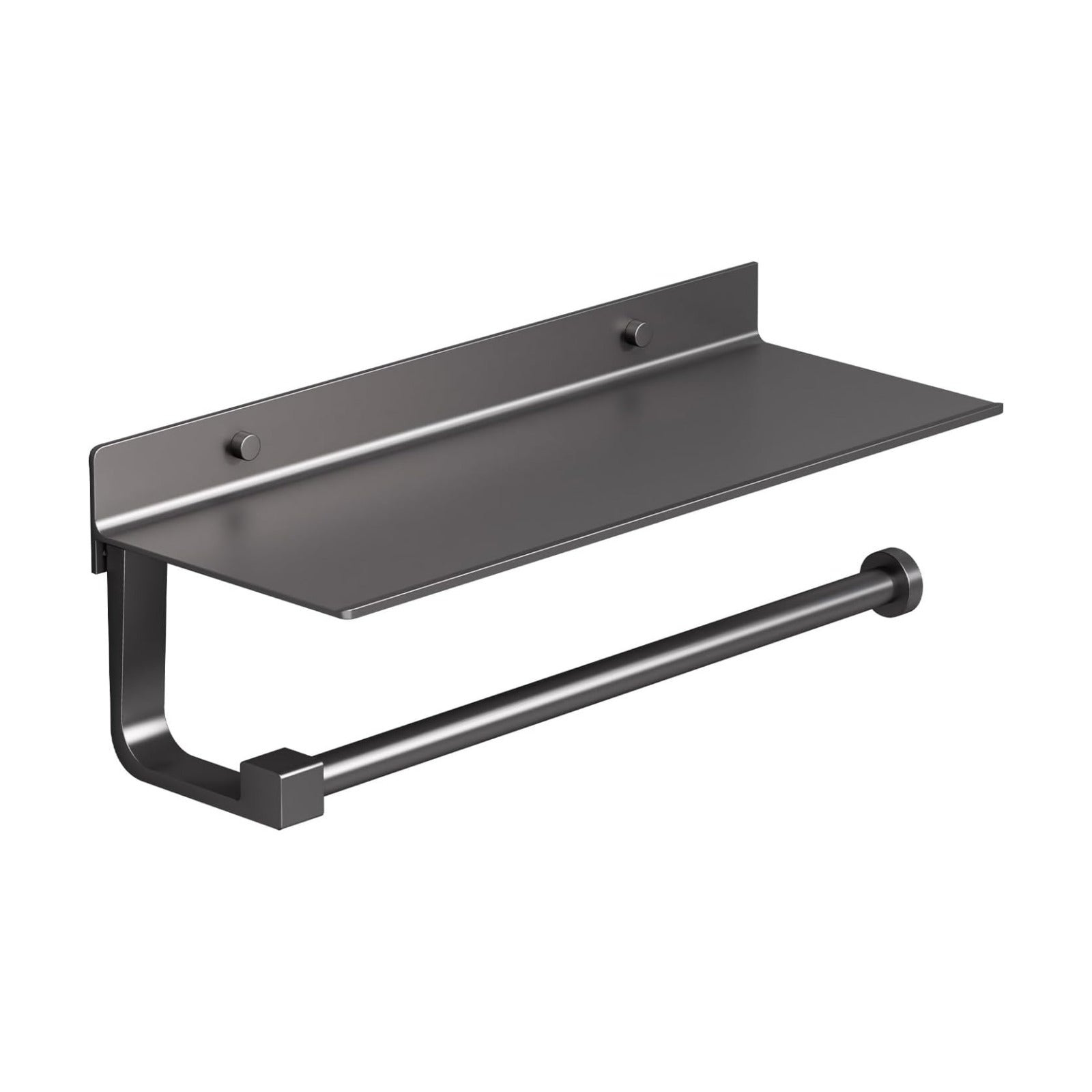 Kitchen Paper Towel Holder with Shelf Wall Mount, Adhesive Hand Towel Holder for Bathroom, Matte Grey