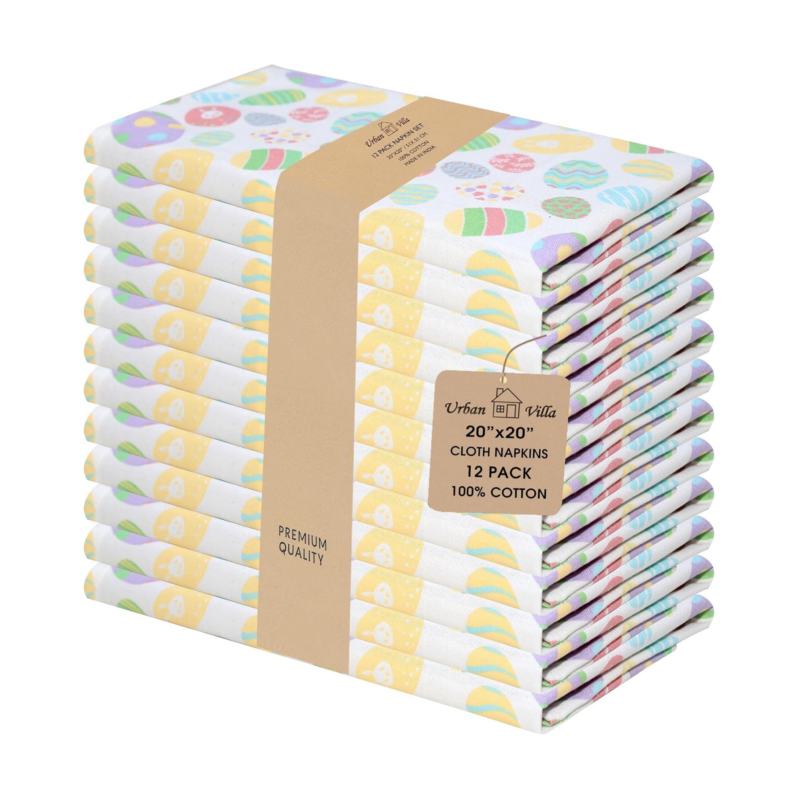 Urban Villa Cloth Napkins Cotton 20x20 (Set of 12) Egg Print