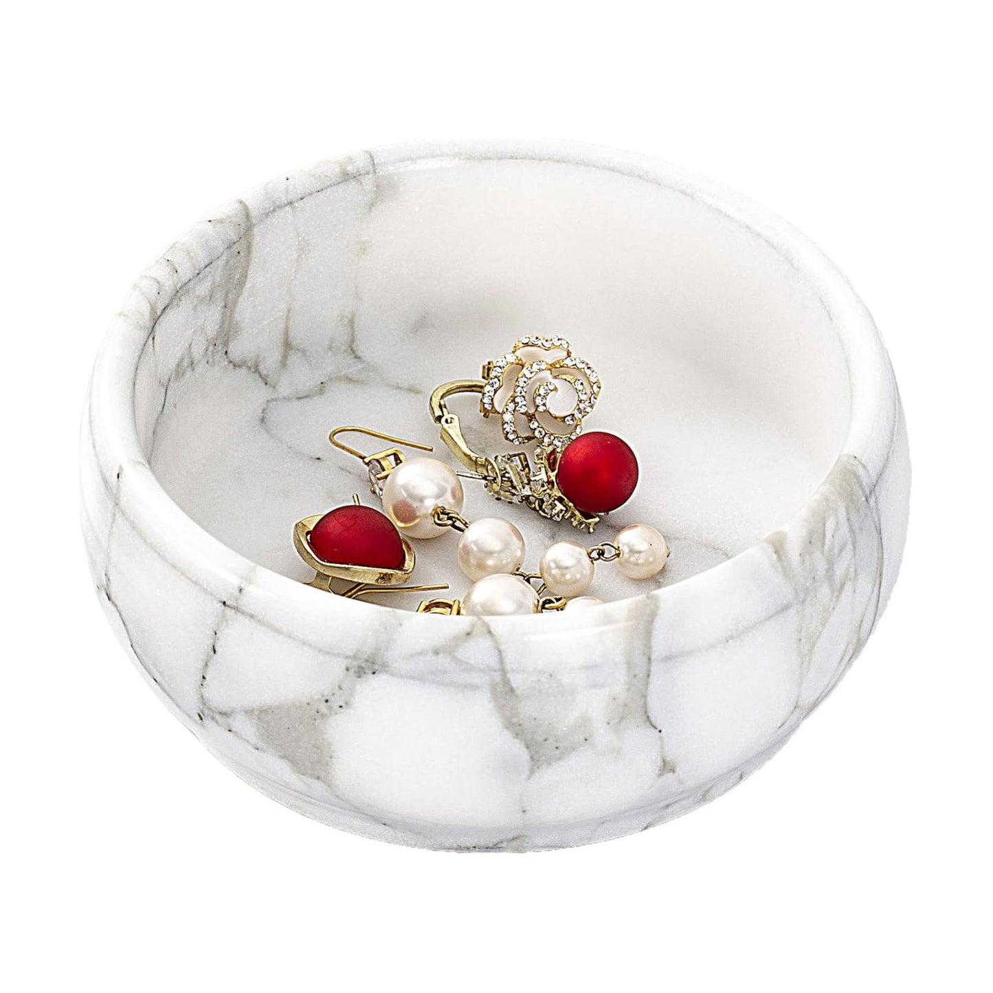 Rings Holder / Marble Jewelry Dish / White & Light-grey