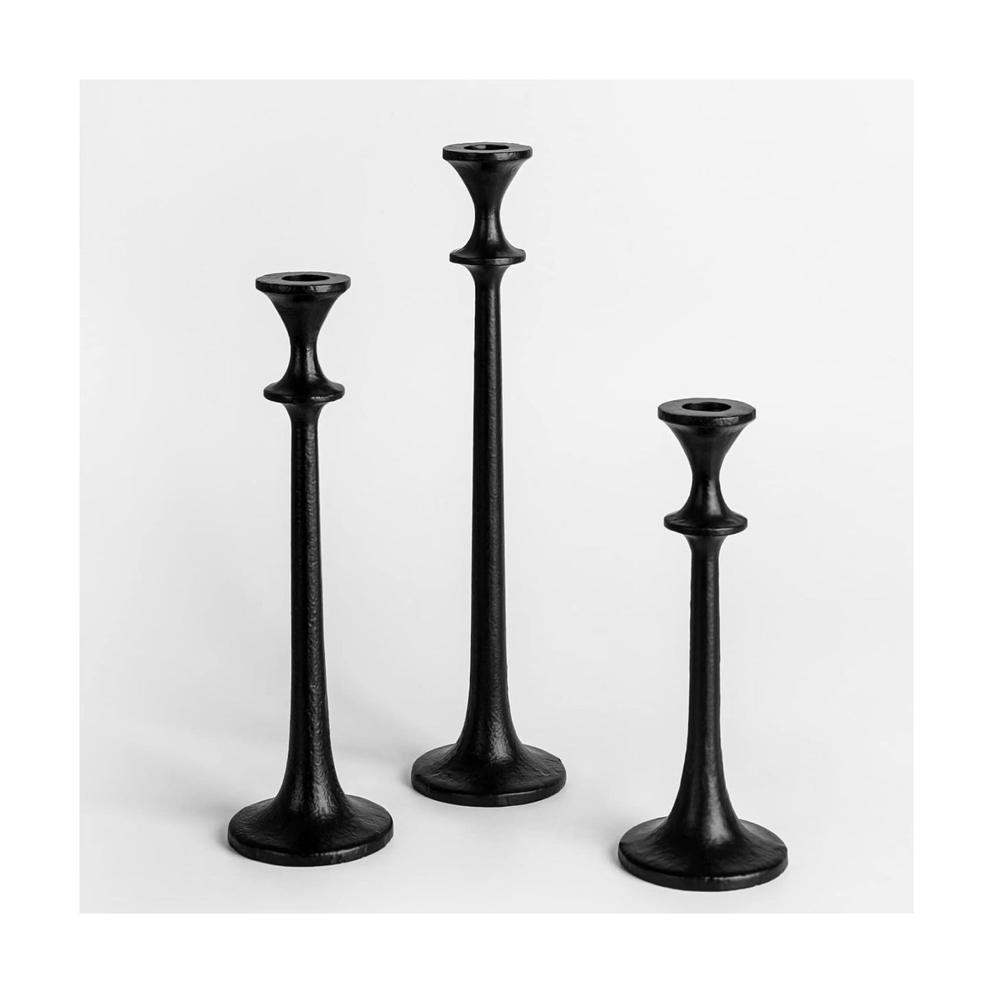 Black Iron Taper Candle Holder - Set of 3 Decorative Candle Stand | Candlestick Holder for Wedding, Dinning, Party
