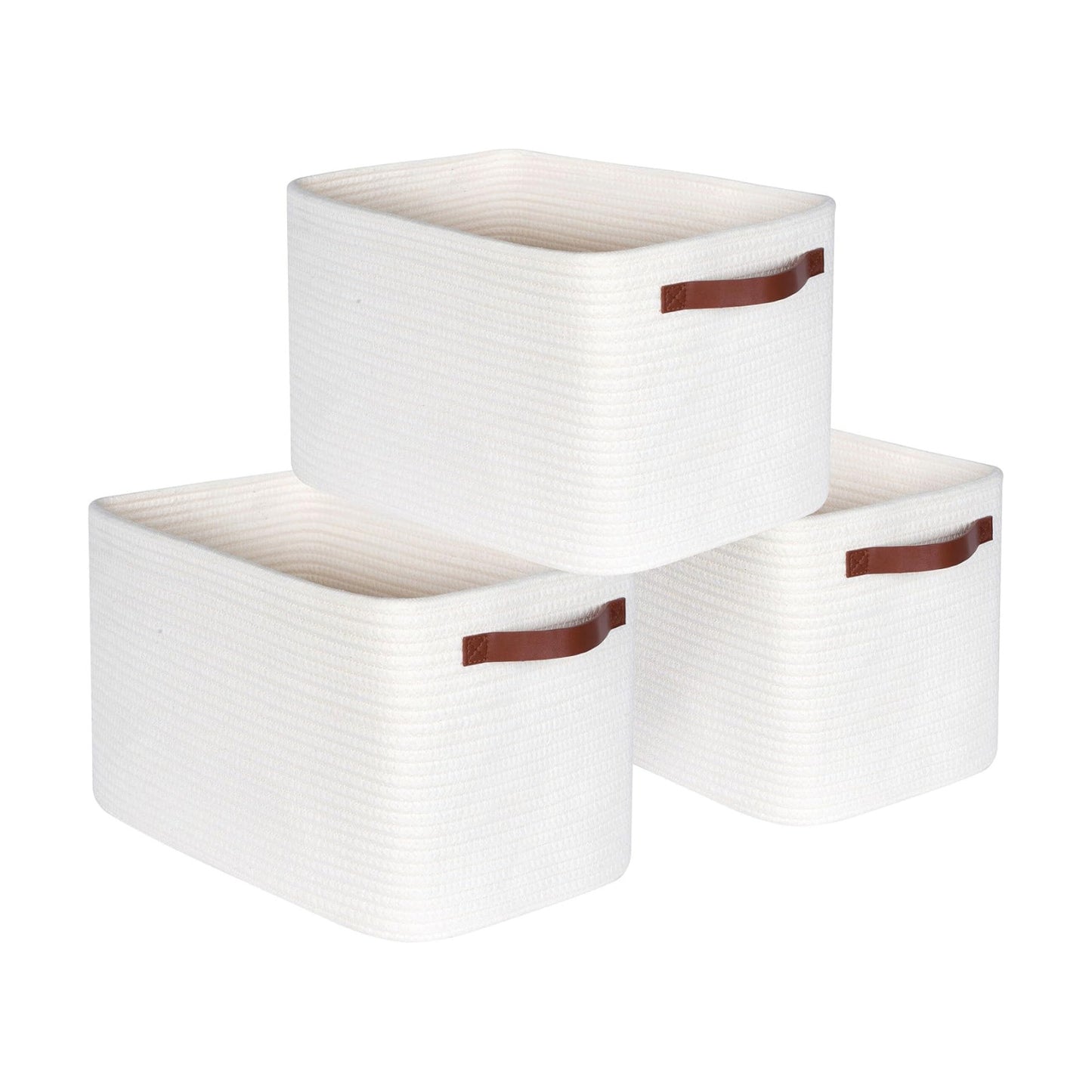 Decorative Woven Storage Baskets / Creamy White / Set of 3