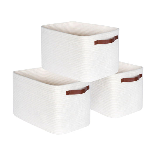 Decorative Woven Storage Baskets / Creamy White / Set of 3