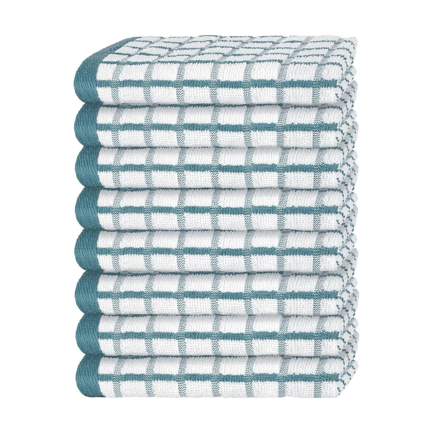 White Classic [8 Pack] Premium Dish Towels for Kitchen, with Hanging Loop - Heavy Duty Absorbent 100% Cotton 410 GSM