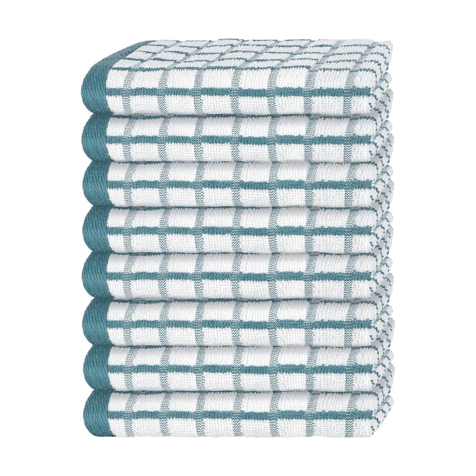 White Classic [8 Pack] Premium Dish Towels for Kitchen, with Hanging Loop - Heavy Duty Absorbent 100% Cotton 410 GSM