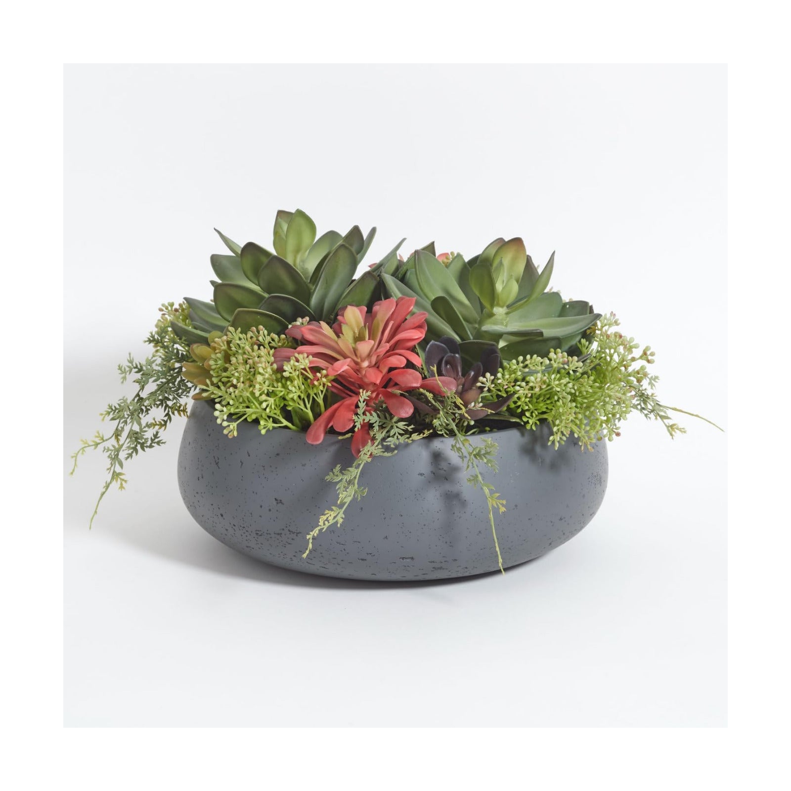 Artificial Indoor Plant Enhances Interior Design / 14" Round Grey Planter