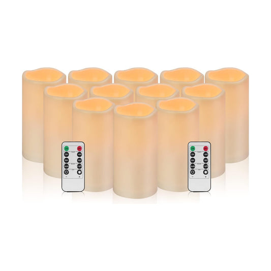 wemarry Waterproof Flameless Candles with Remote, Outdoor Indoor Battery Operated Candles(D3 x H 6"),12Pcs Led Fake