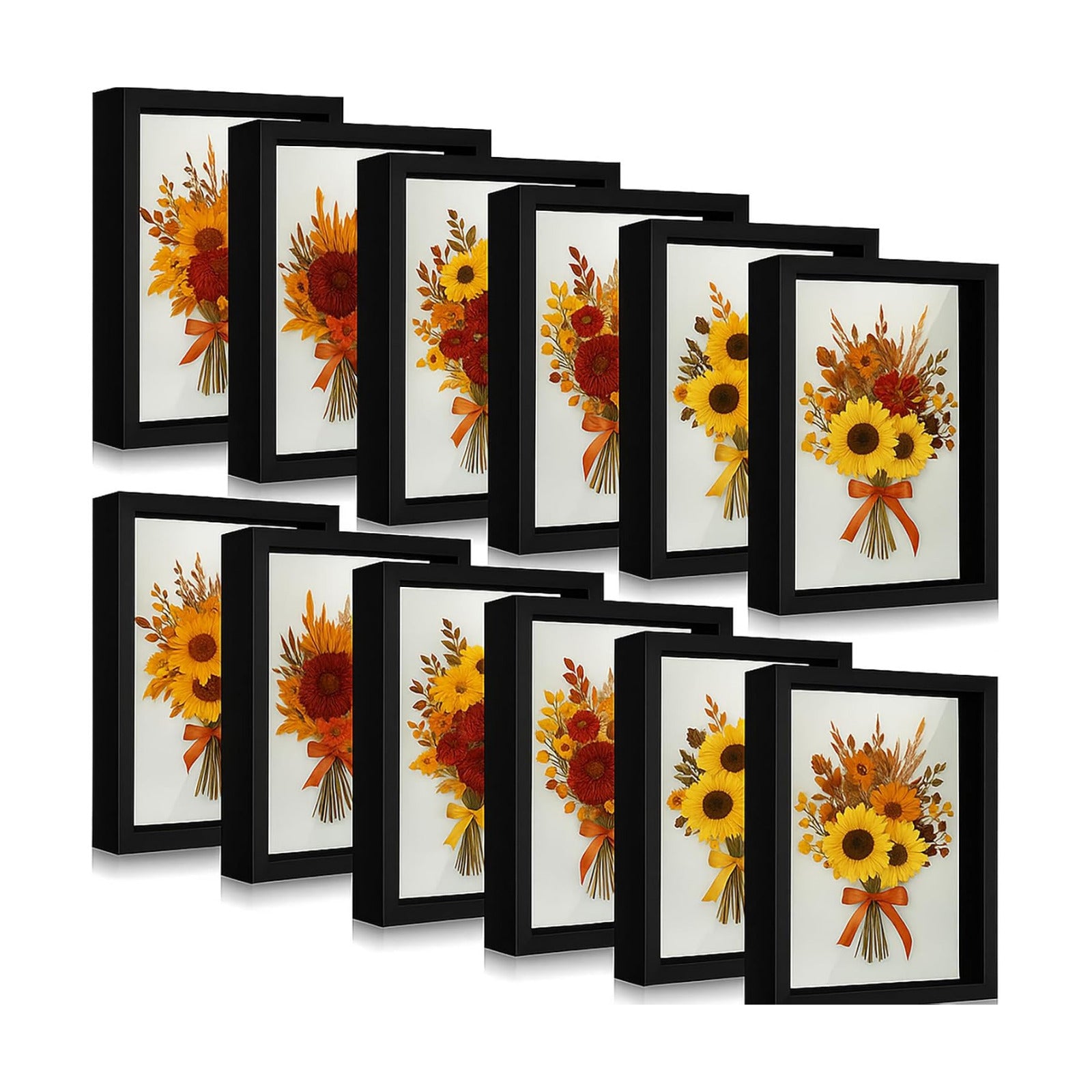 12 Pieces Shadow Box Picture Frame Square Shadow Boxes Display Cases for Graduation Sports Memorabilia Wedding Memories
